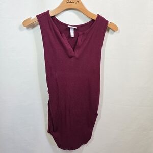 ISABEL MATERNITY Split-Neck Ribbed Side Ruched Tank Top Ladies M